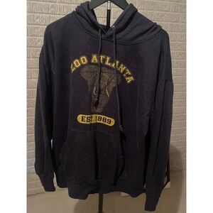 Zoo Atlanta Hoodie Sweatshirt XL Mens Black Elephant Graphic Pullover